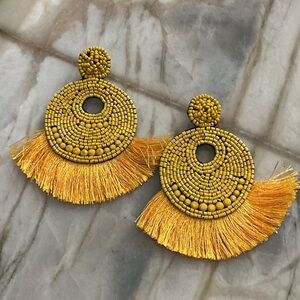 Vibrant Gold Beaded Fringe Earrings